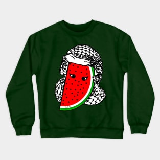 Watermelon Kufiya Free Palestine -  With Eyes -Wrapped - Back Crewneck Sweatshirt